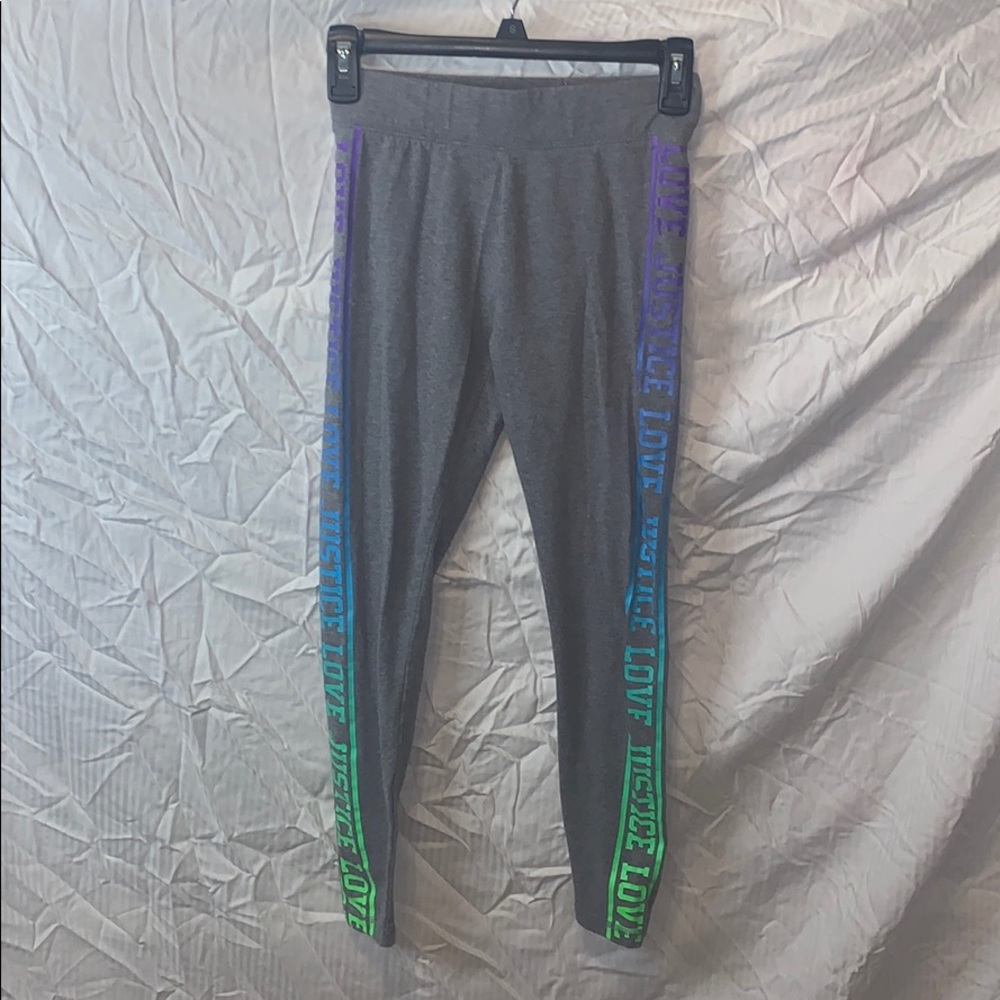 Justice ACTIVE Gray Leggings “LOVE JUSTICE” ombré